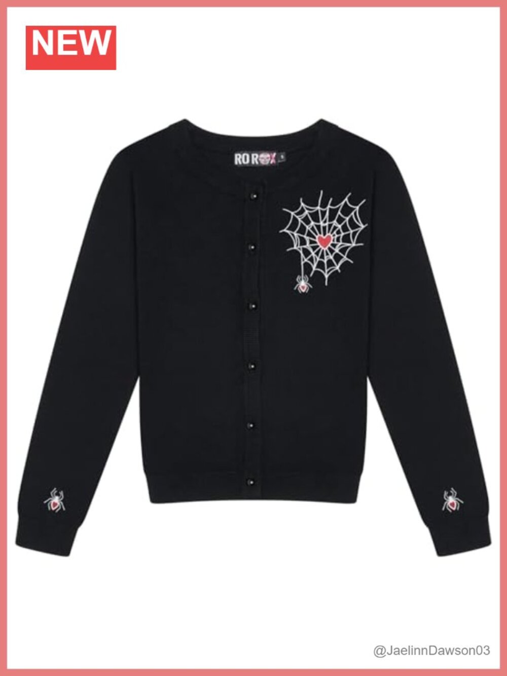 Goth Spider Web Cardigan Long Sleeve Embroidery Knit